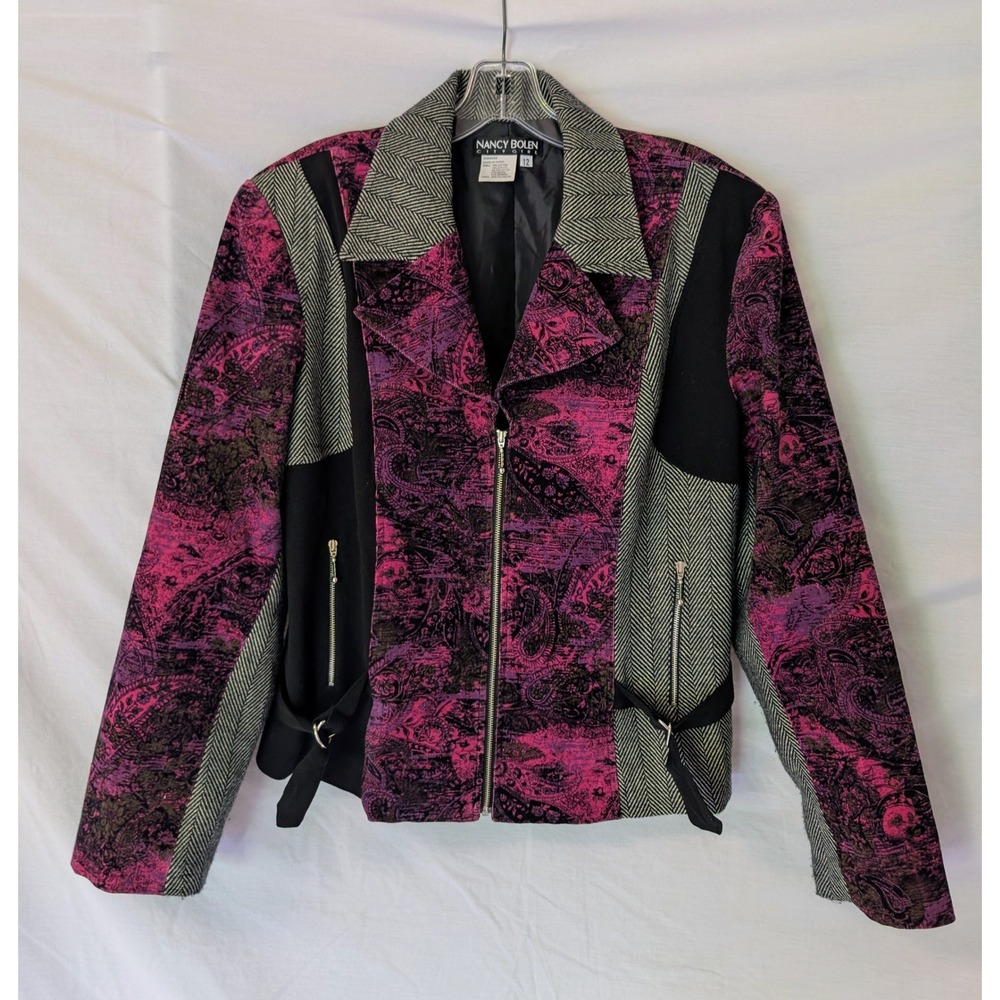Vintage 90s Nancy Bolen City Girl Jacket Women's 12 Colorblock Avant Garde Artsy